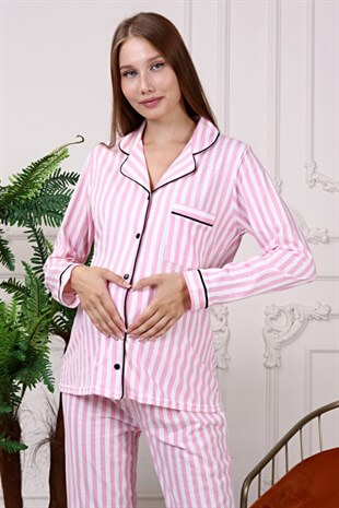 La Lumiere Pembe Çizgili Uzun Kol Pijama Takımı