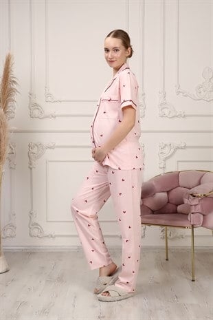 La Lumiere Pembe Kalpli Kısa Kol Pijama Takımı
