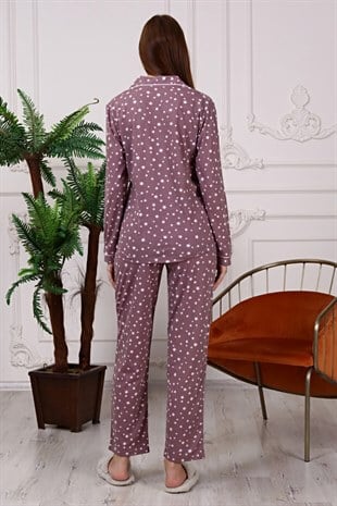 La Lumiere Yıldız Desen Uzun Kol Pijama Takımı